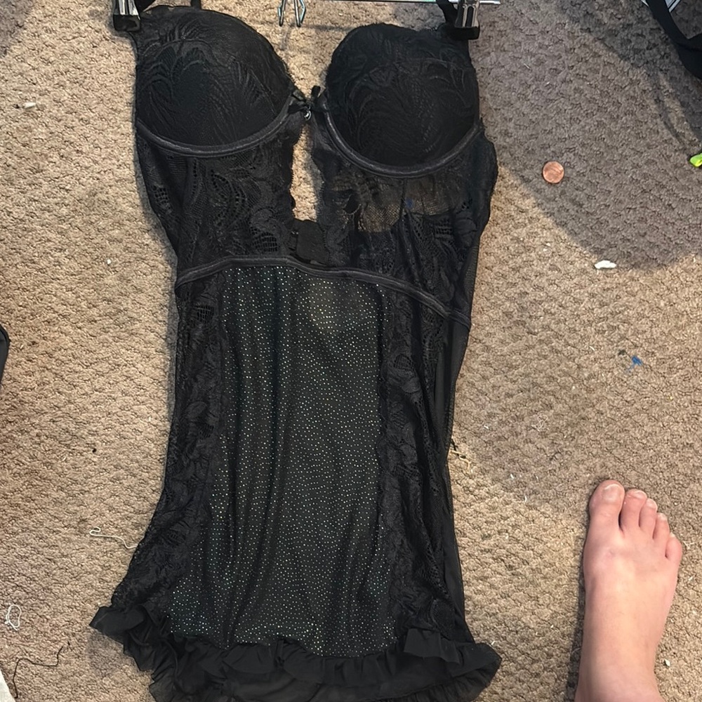 NWOT RACHEL Rachel Roy Black Lace Chemise